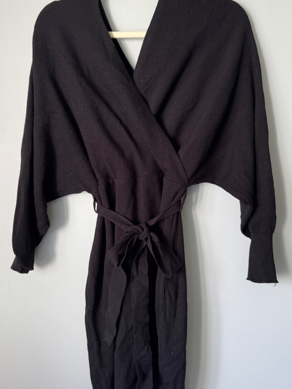Hem & Thread Black Wrap Cardigan with Waist Tie